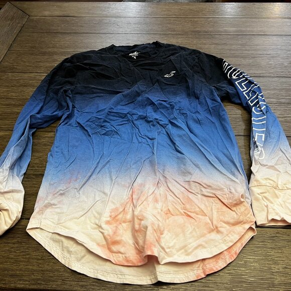 Hollister California Ombre Gradient Long Sleeve Logo Tee Men's Size S - Picture 1 of 3